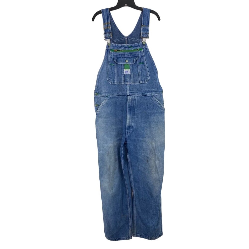 Liberty Mens 44R Jean Overalls Medium Wash Denim Front Zipper Pocket Farming